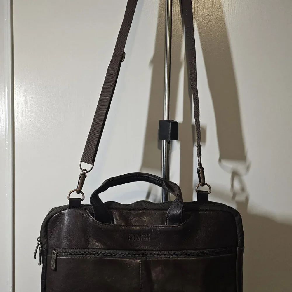 Kenneth Cole Reaction Genuine Leather Laptop Bag Brown Briefcase